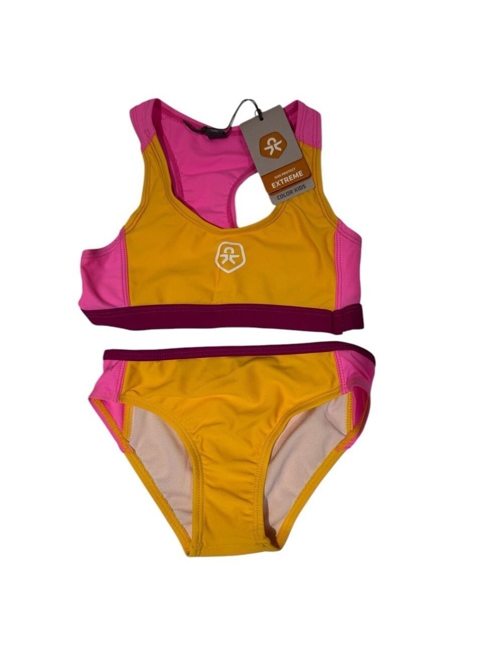 COLOR KIDS Colourblock Bikini in Pink and Yellow - size 3 - NWT